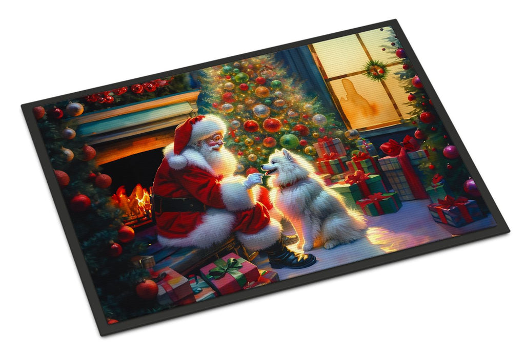 American Eskimo and Santa Christmas Doormat
