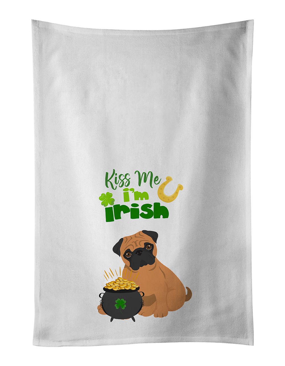 Apricot Pug St. Patrick's Day Kitchen Towel Set