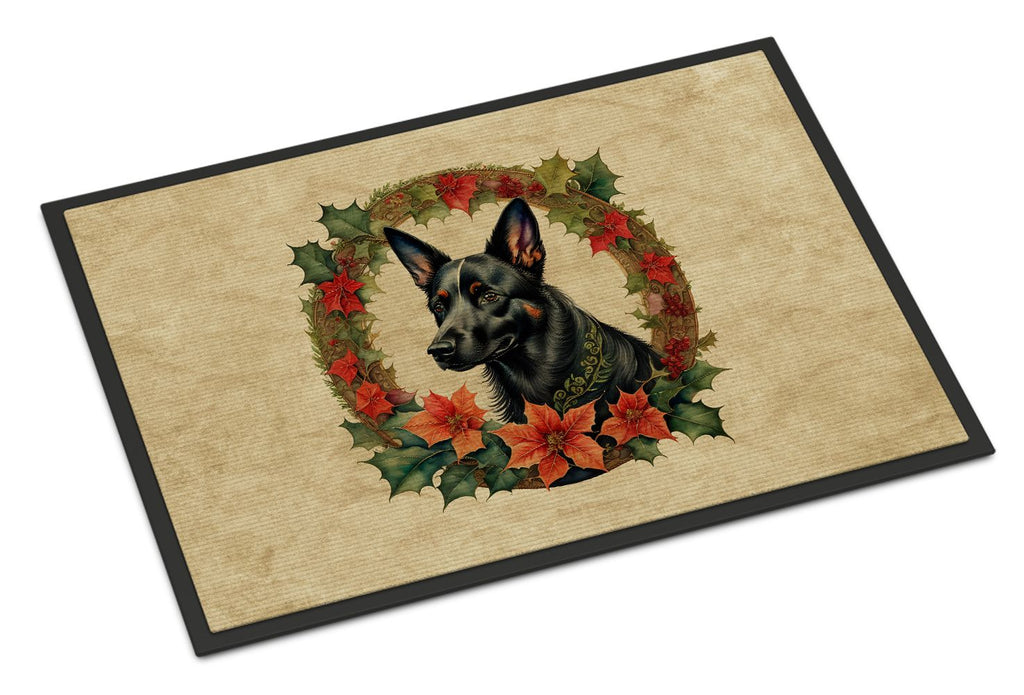 Australian Kelpie Christmas Flowers Doormat