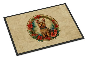 Australian Terrier Christmas Flowers Doormat