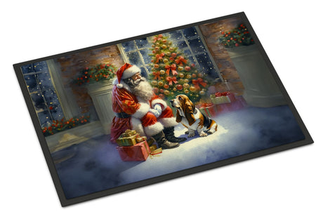 Basset Hound and Santa Claus Christmas Doormat