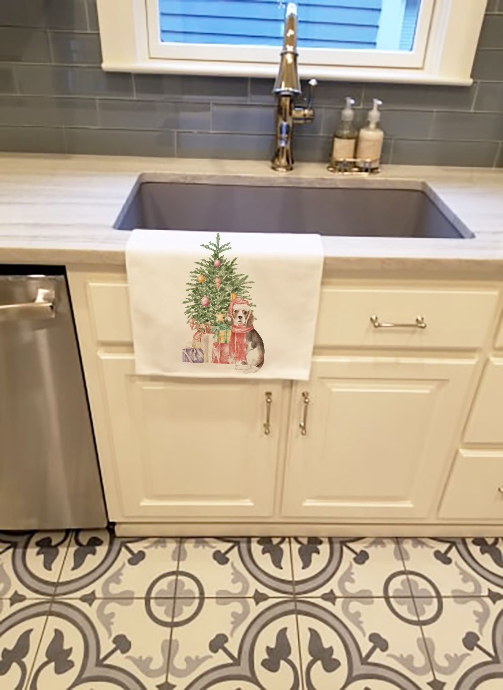 Beagle Christmas Presents and Tree Kitchen Towel Set