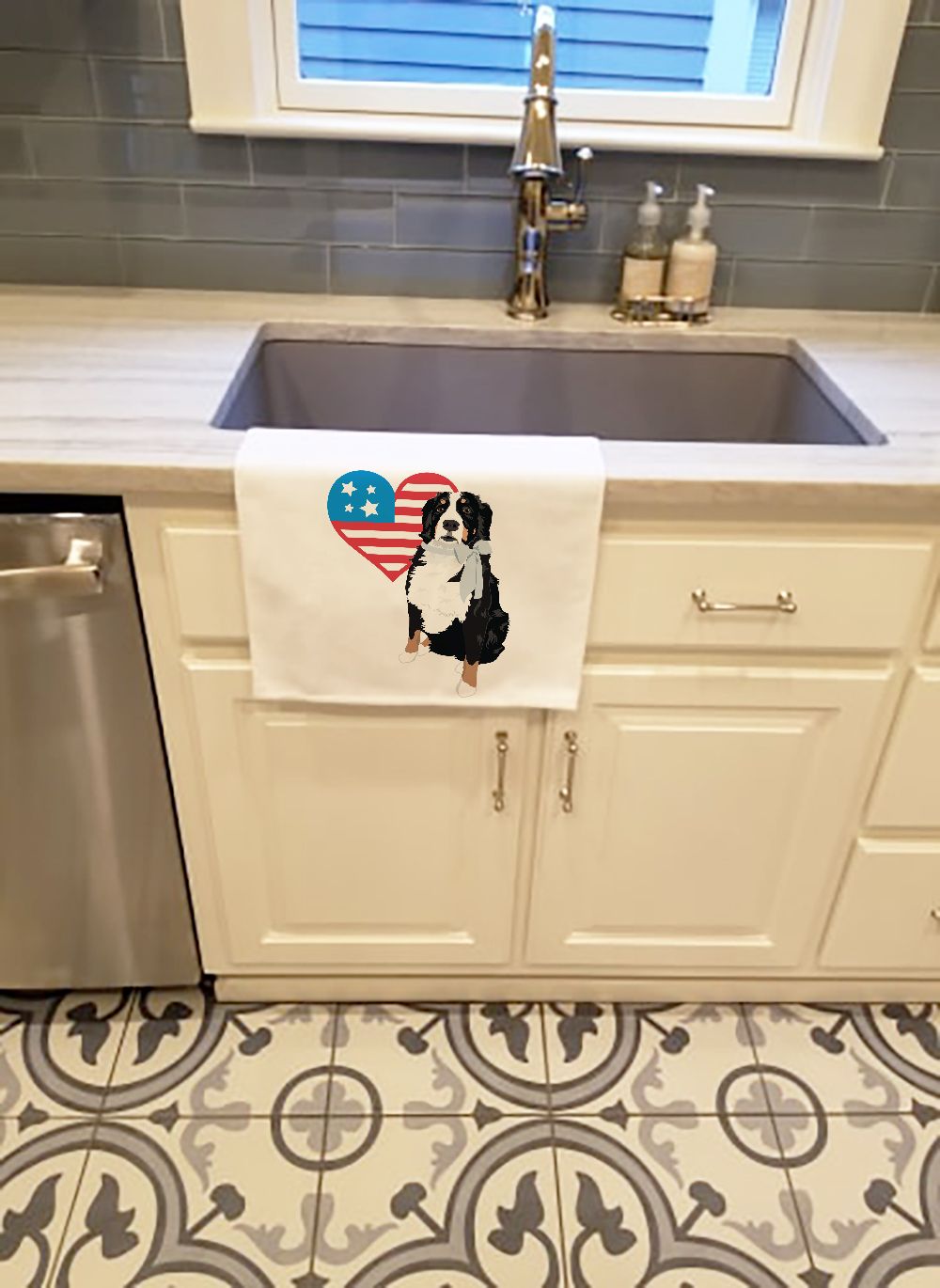Bernese Mountain Dog Patriotic Kitchen Towel Set