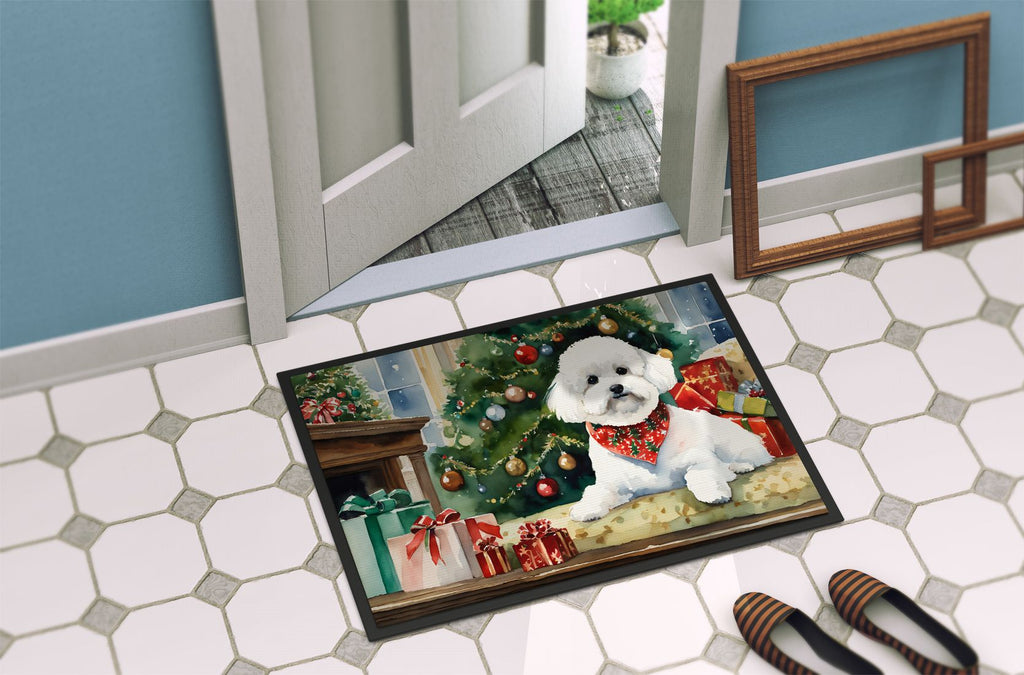 Cozy Christmas Bichon Frise Doormat