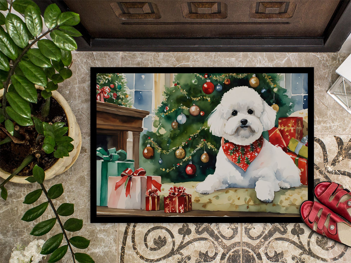 Cozy Christmas Bichon Frise Doormat
