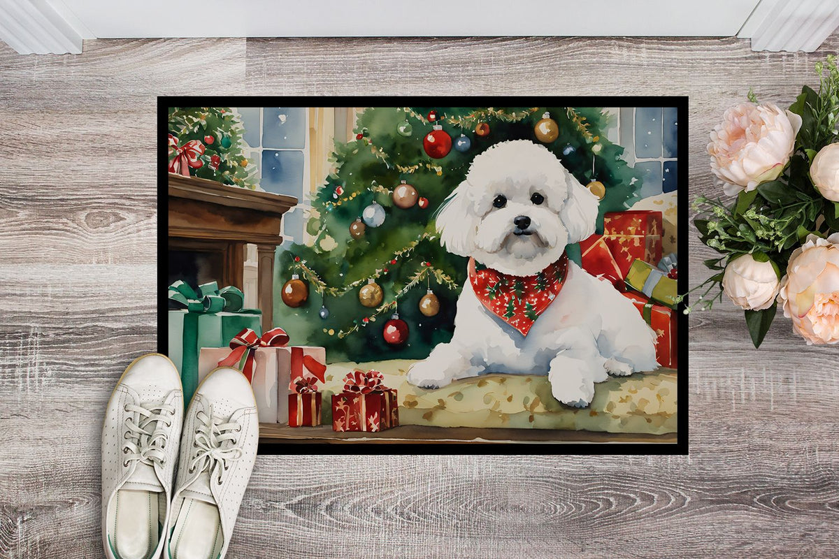 Cozy Christmas Bichon Frise Doormat