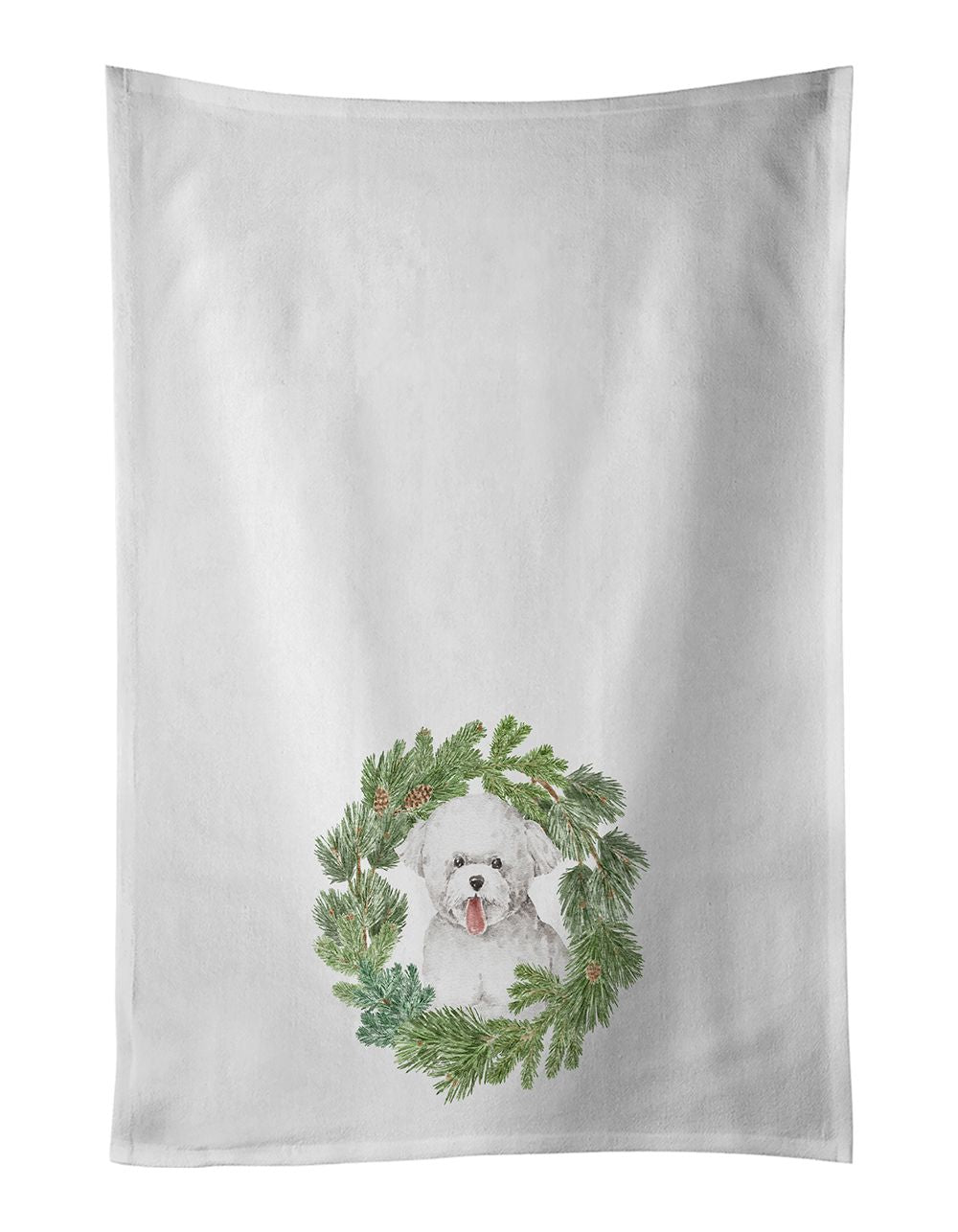 Bichon Frise Christmas Wreath Kitchen Towel Set