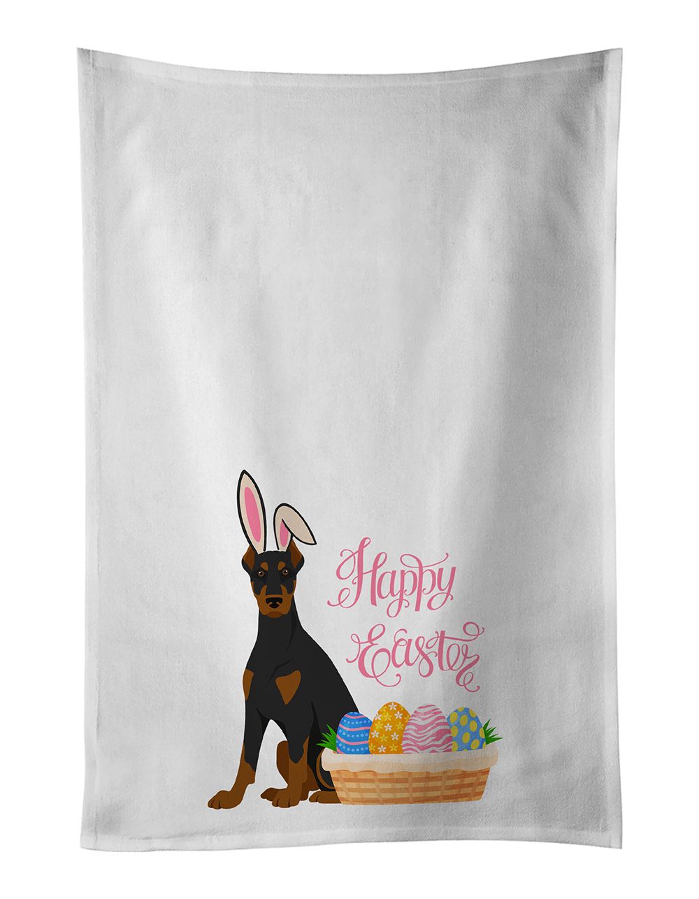 Black and Tan Doberman Pinscher Easter Kitchen Towels