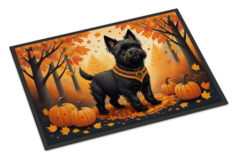 Black Cairn Terrier Fall Indoor Outdoor Doormat