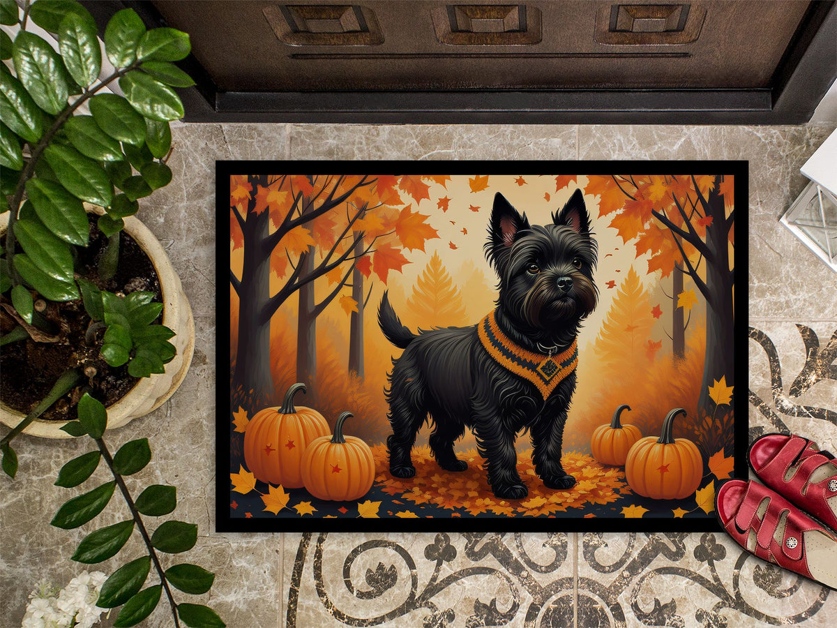 Black Cairn Terrier Fall Indoor Outdoor Doormat