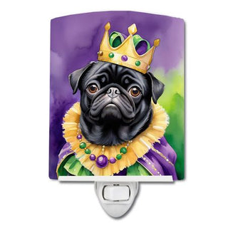 Black Pug King of Mardi Gras Night Light