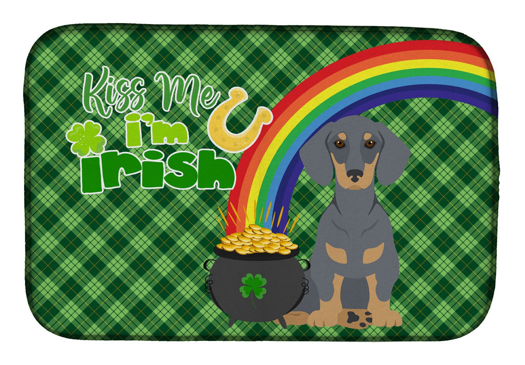 Blue and Tan Dachshund St. Patrick's Day Drying Mat