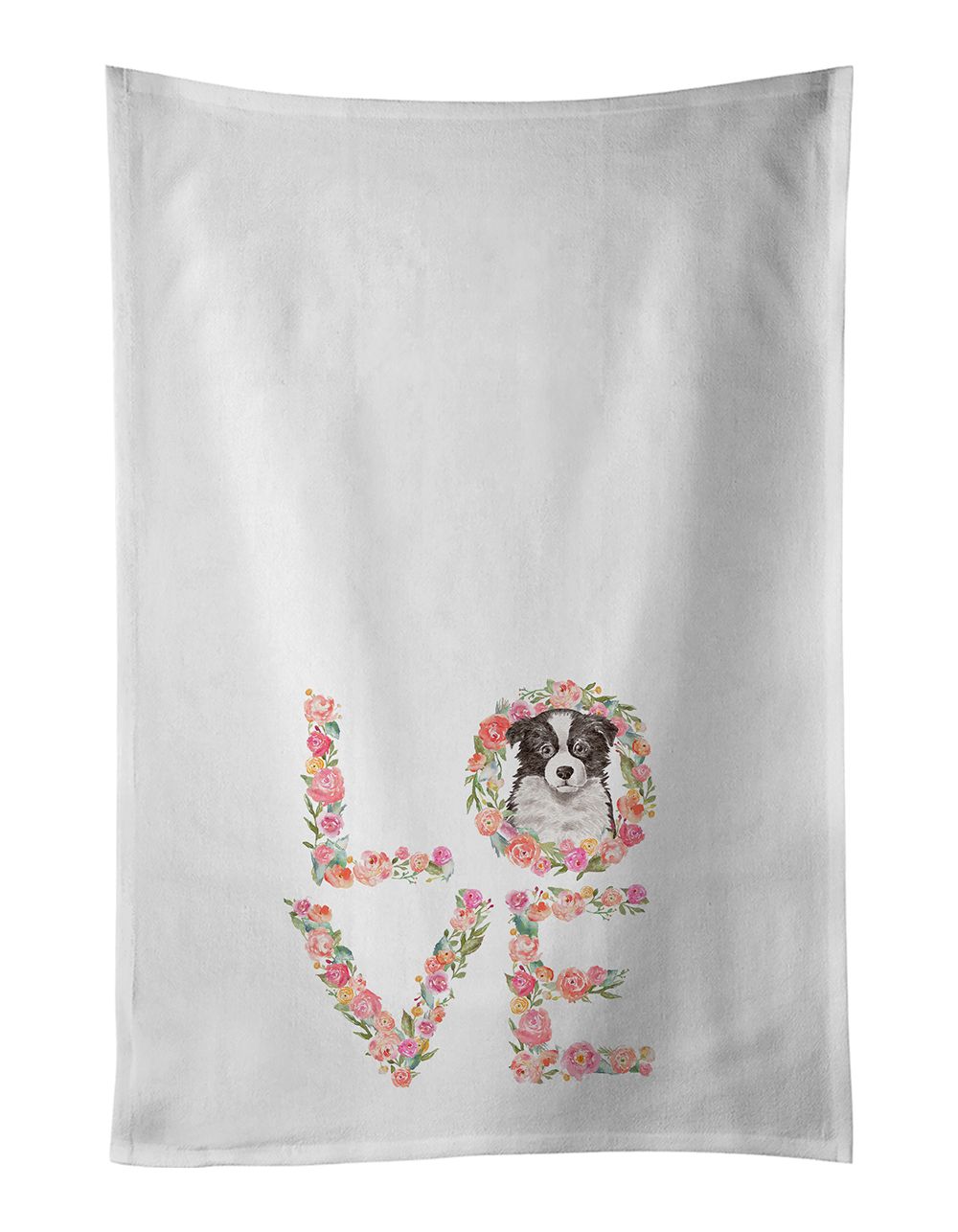 Border Collie Puppy Love Valentine's Kitchen Towels