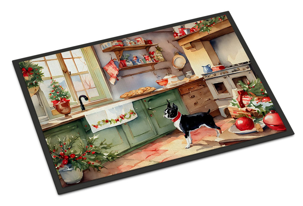 Boston Terrier Christmas Cookies Entryway Doormat