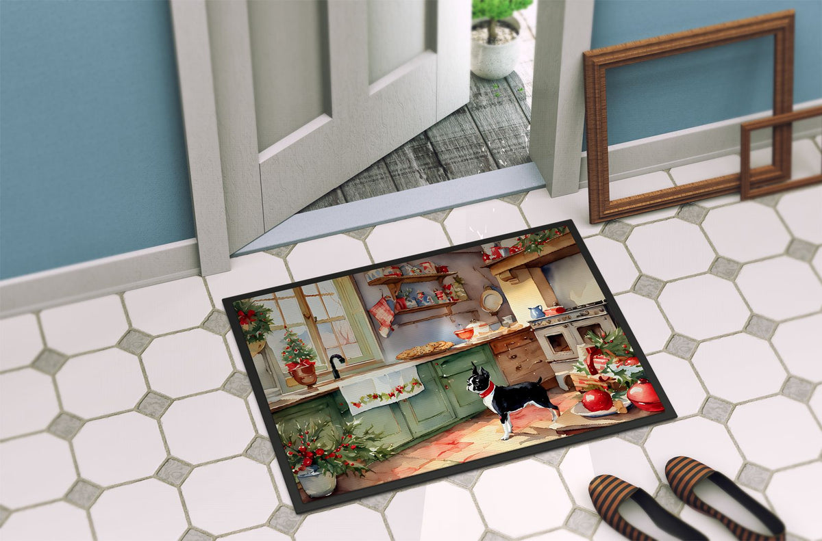 Boston Terrier Christmas Cookies Entryway Doormat