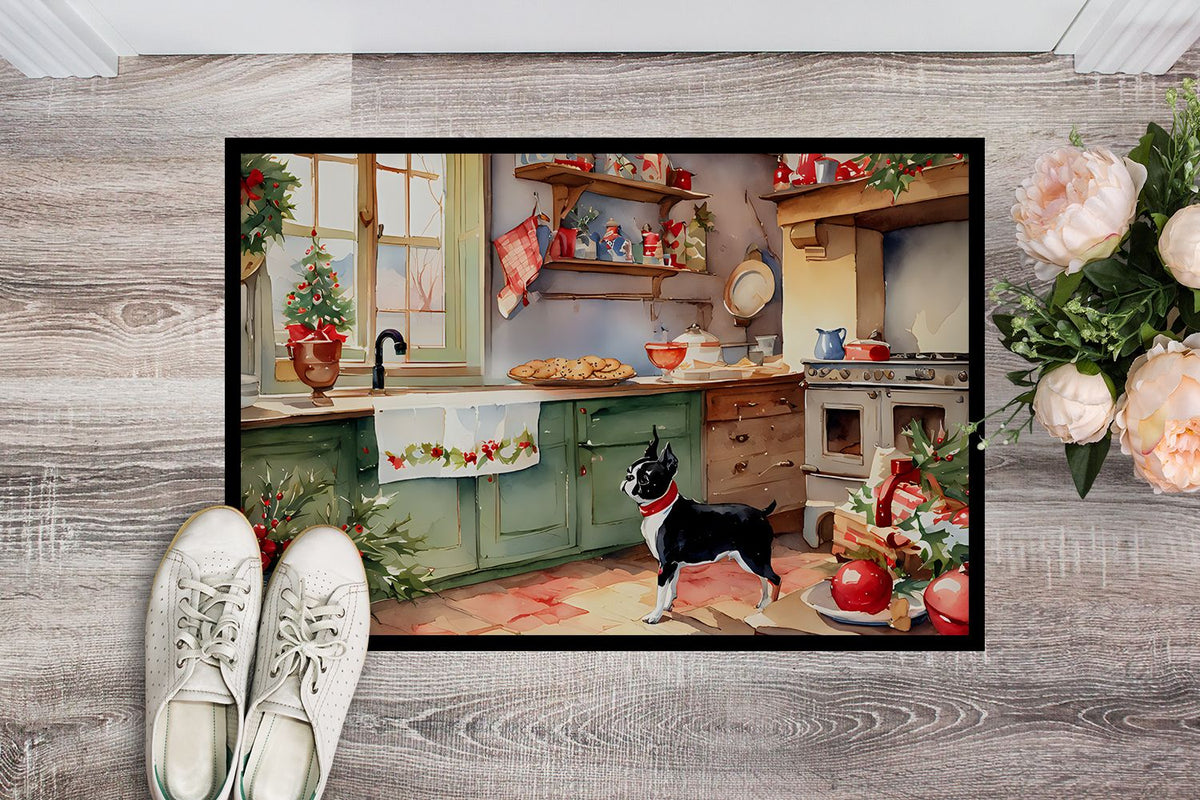 Boston Terrier Christmas Cookies Entryway Doormat