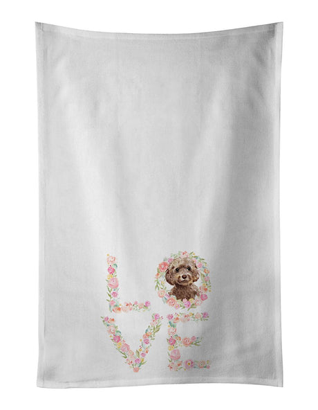 Decorative White Kitchen Towel Set – 100% Cotton Artistic Design