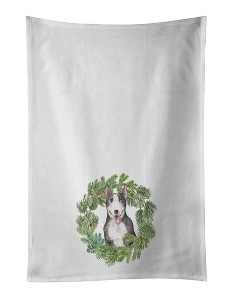 Bull Terrier Christmas Wreath Kitchen Towel Set