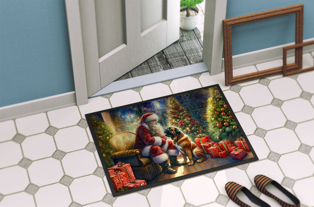 Bullmastiff and Santa Claus Indoor-Outdoor Doormat