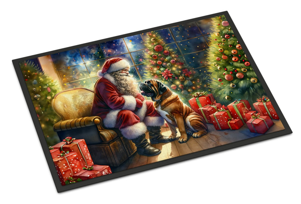 Bullmastiff and Santa Claus Indoor-Outdoor Doormat
