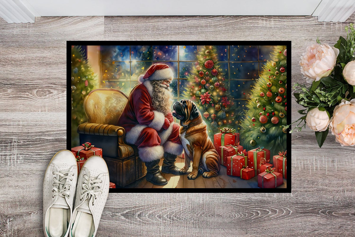 Bullmastiff and Santa Claus Indoor-Outdoor Doormat