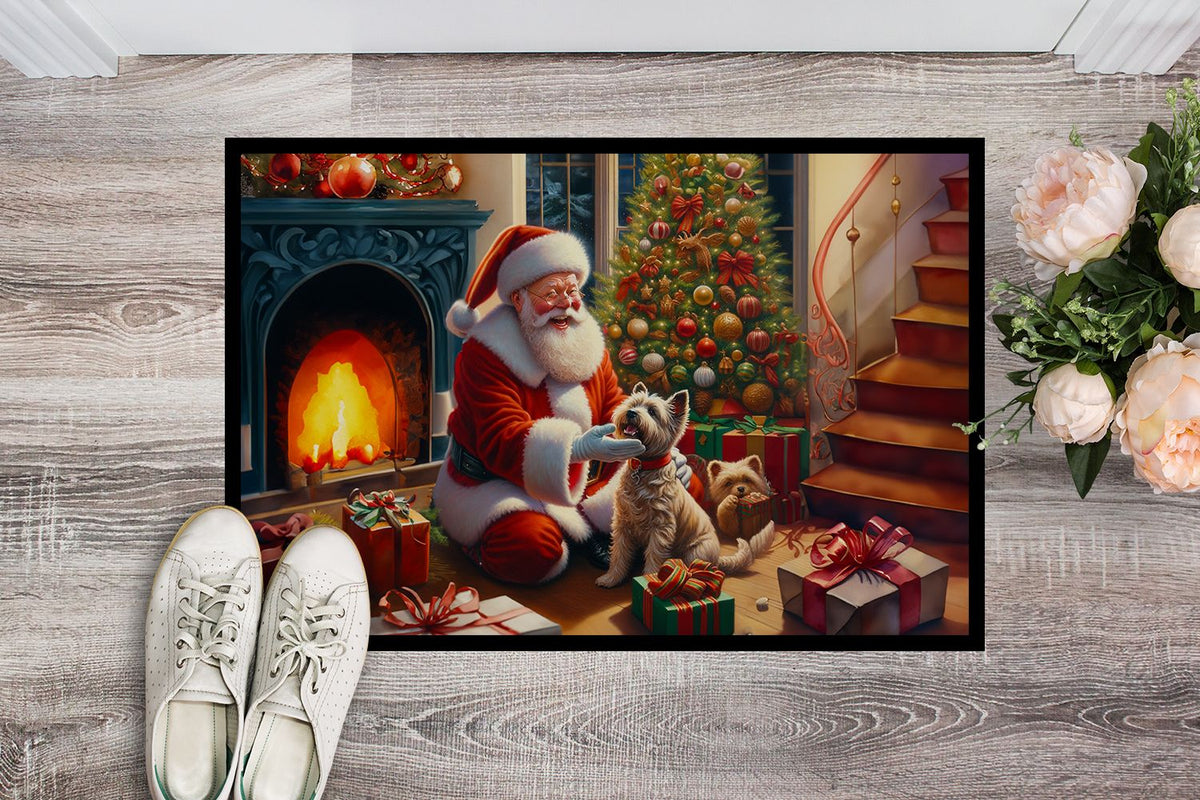 Cairn Terrier and Santa Claus Christmas Doormat