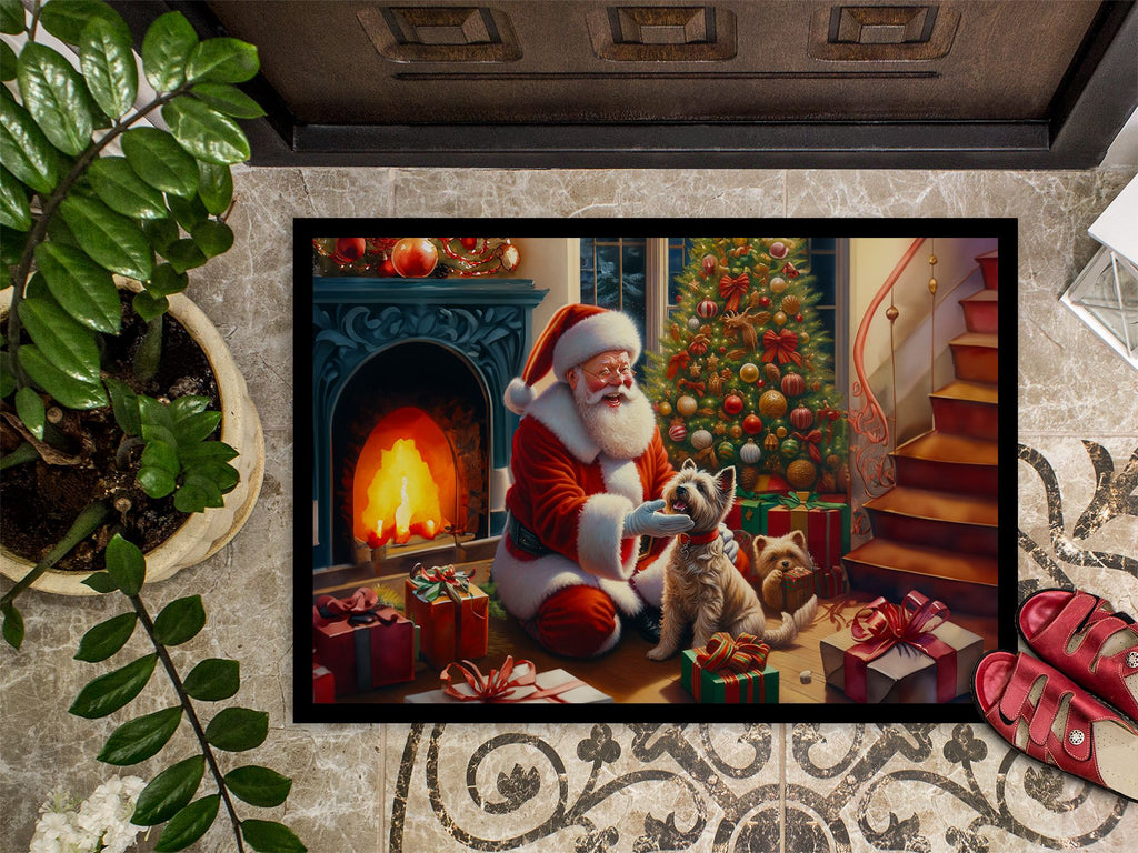 Cairn Terrier and Santa Claus Christmas Doormat