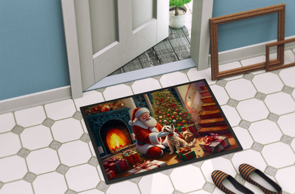 Cairn Terrier and Santa Claus Christmas Doormat