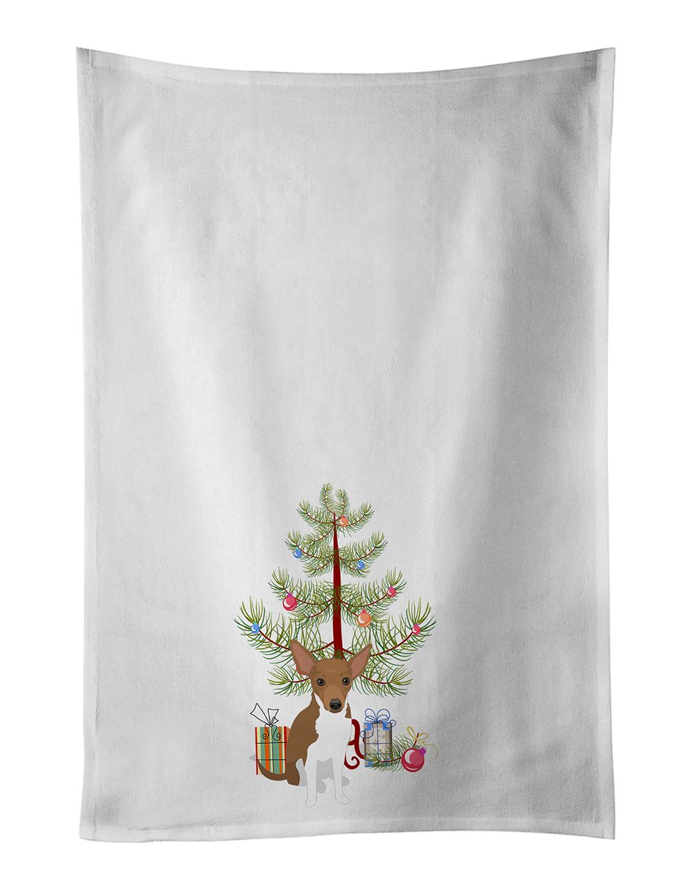 Chocolate-and-White Chihuahua Christmas Towel Set