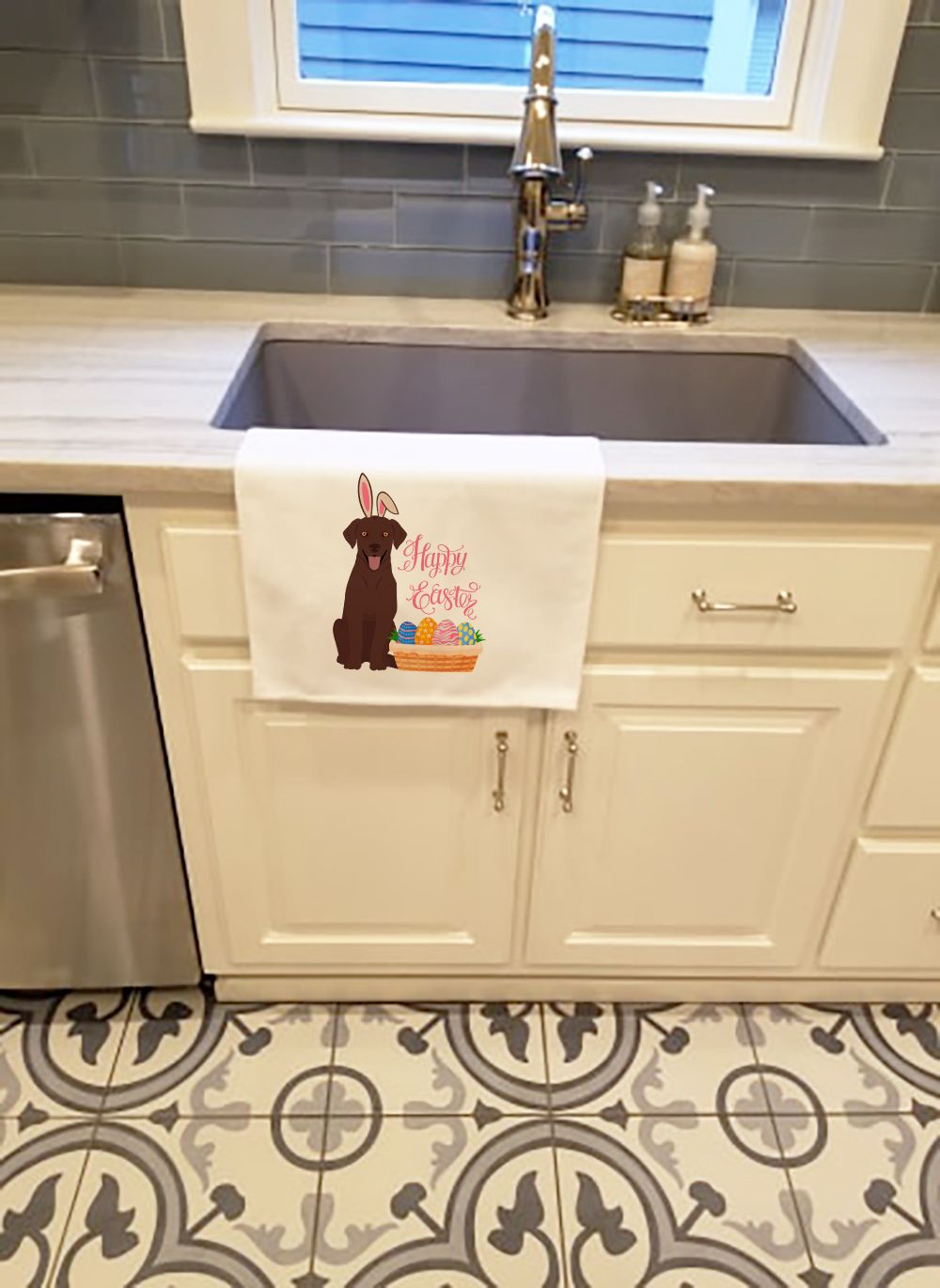 Chocolate Labrador Easter Kitchen Towels, Set of Two