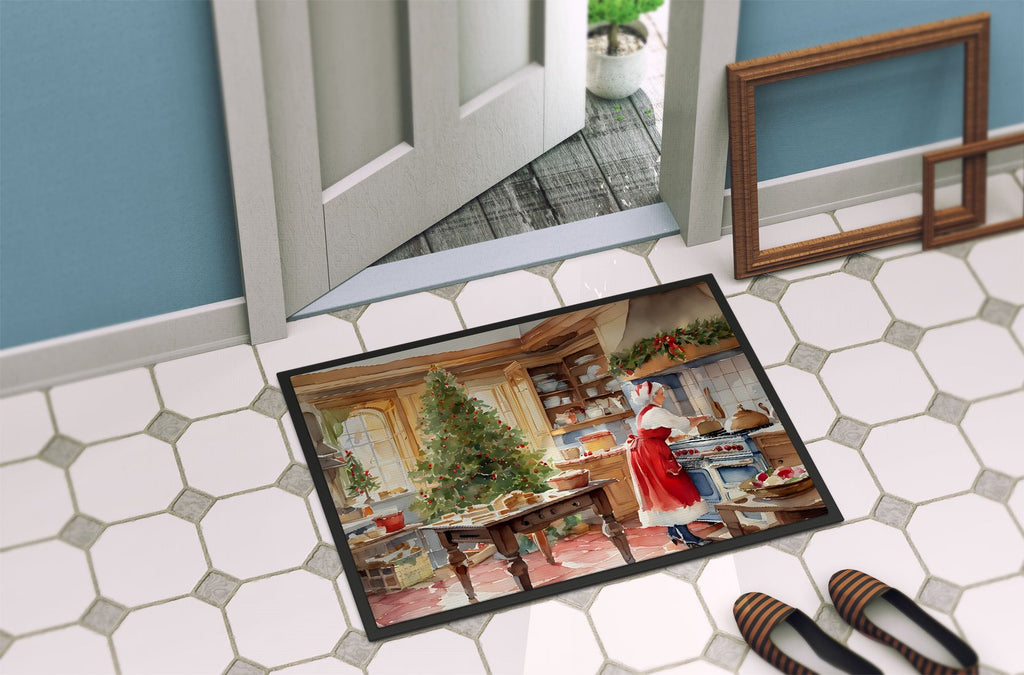 Cookies with Santa and Mrs. Claus Christmas Doormat