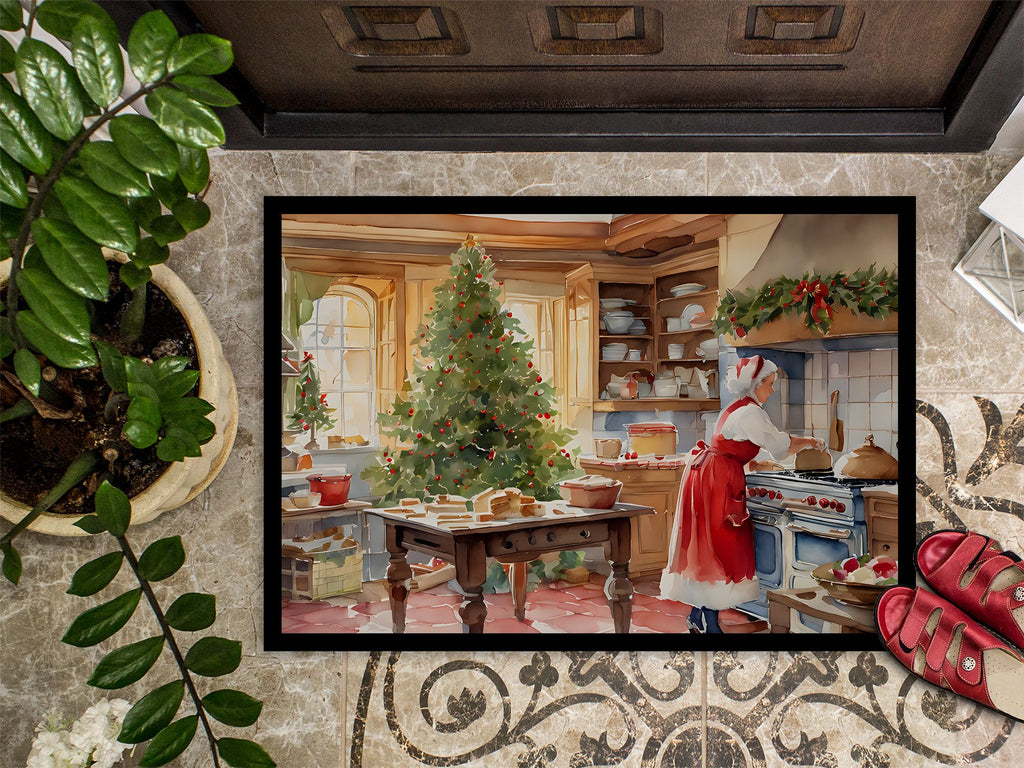 Cookies with Santa and Mrs. Claus Christmas Doormat