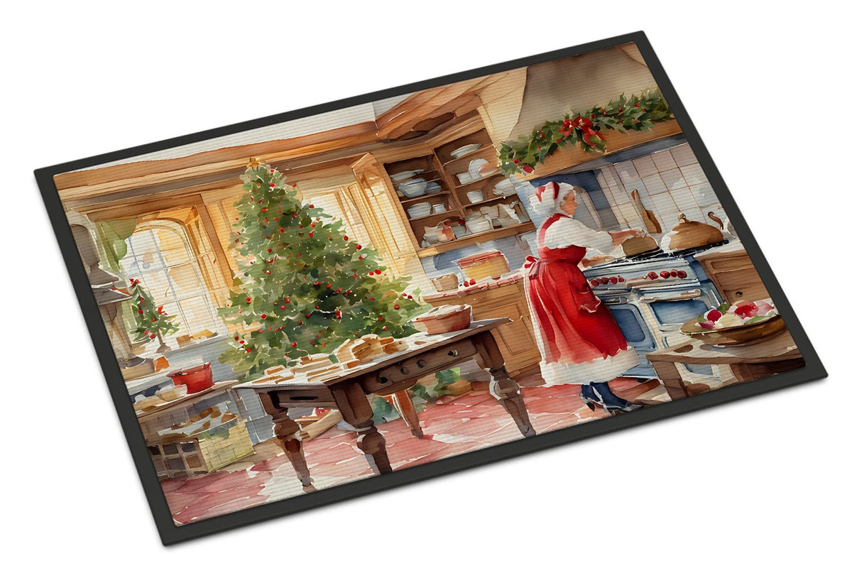 Cookies with Santa and Mrs. Claus Christmas Doormat