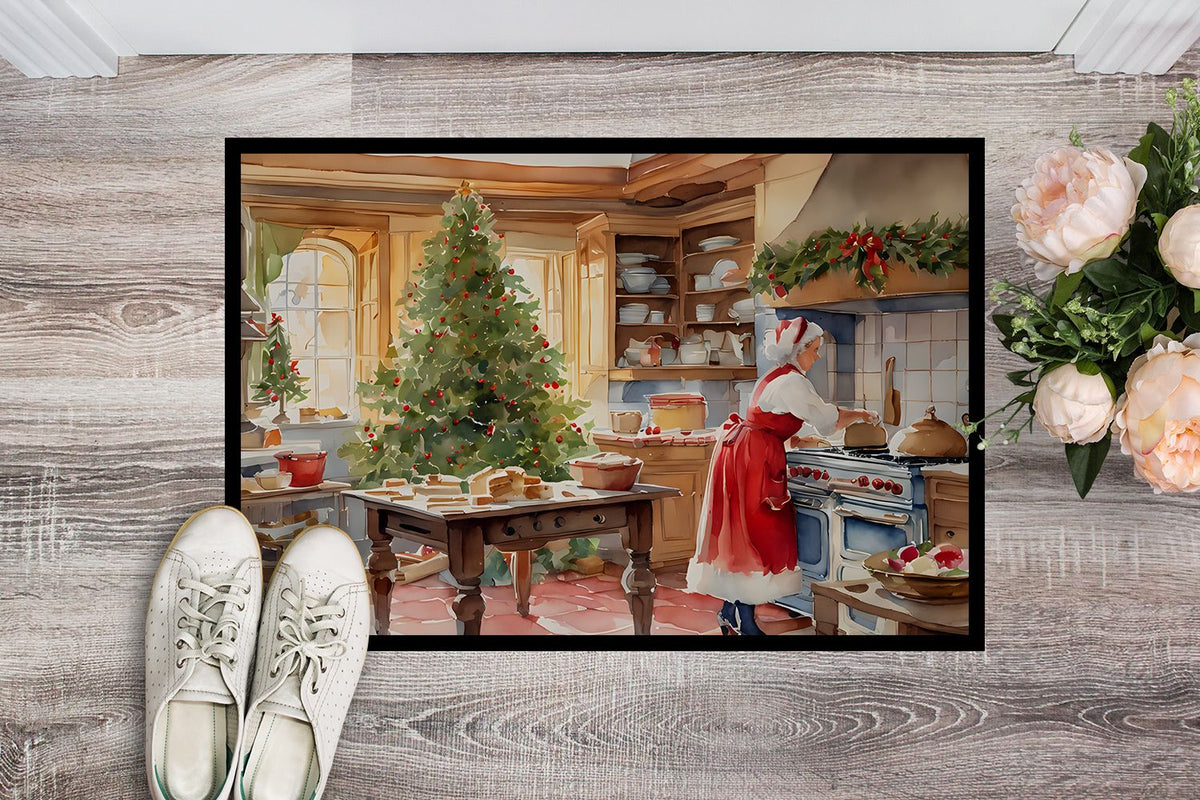 Cookies with Santa and Mrs. Claus Christmas Doormat