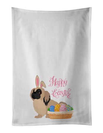 Cream Pekingese Easter Kitchen Towel Pair