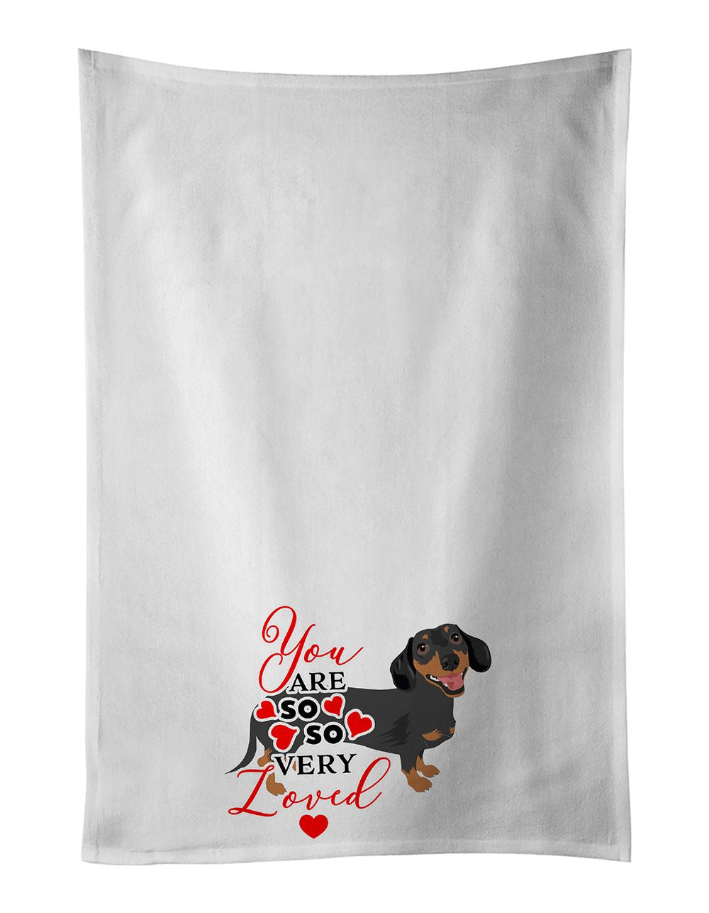 Black and Tan Dachshund Valentine's Kitchen Towels