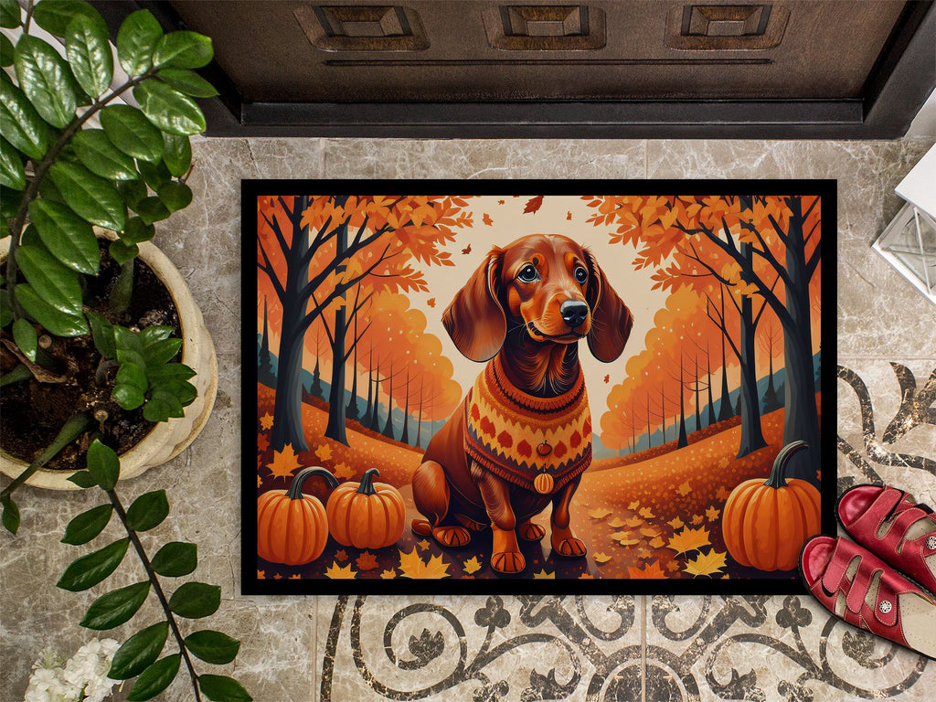 Dachshund Fall Artwork Entryway Doormat