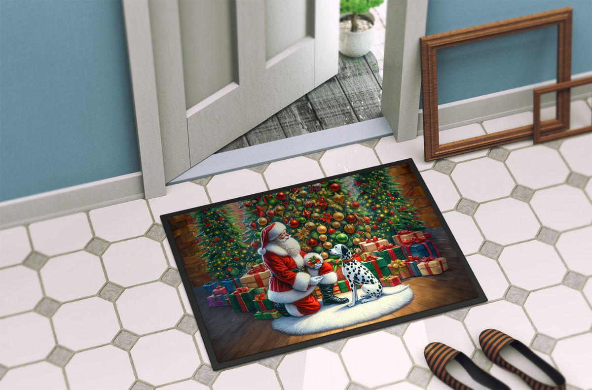 Dalmatian and Santa Claus Christmas Doormat