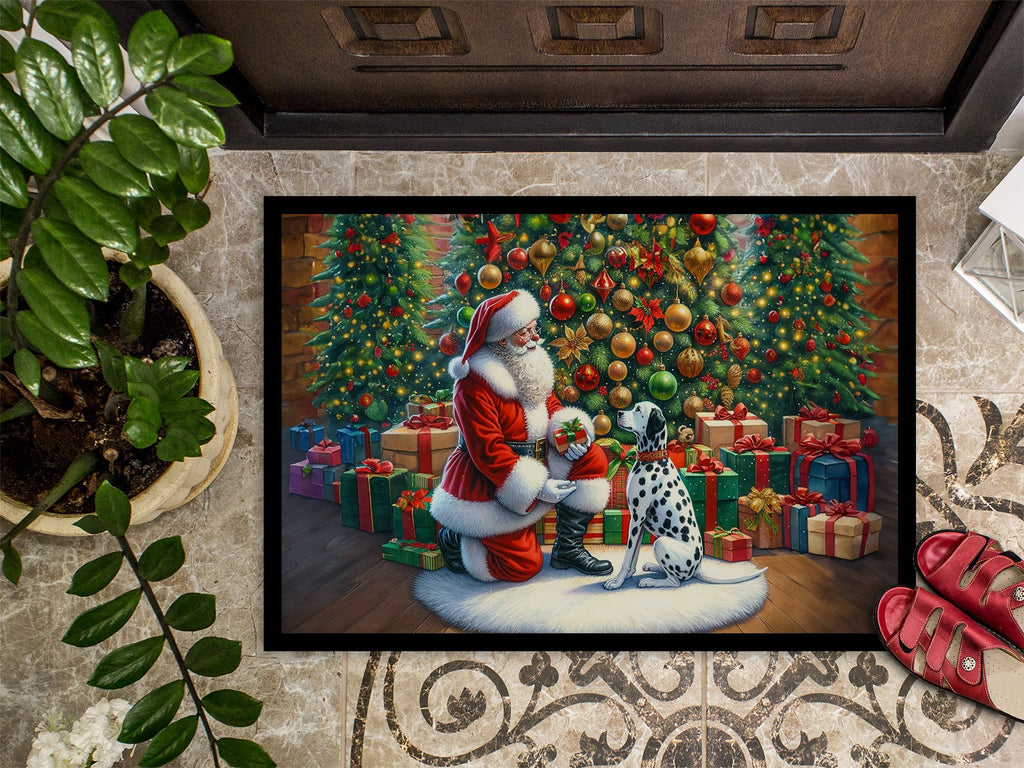 Dalmatian and Santa Claus Christmas Doormat