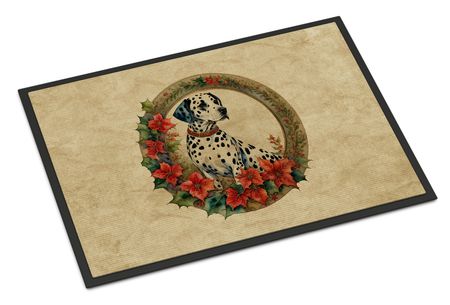 Dalmatian Christmas Flowers Indoor-Outdoor Doormat