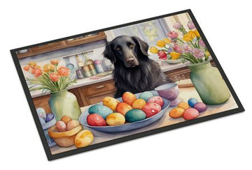 Flat-Coated Retriever Easter Indoor-Outdoor Doormat