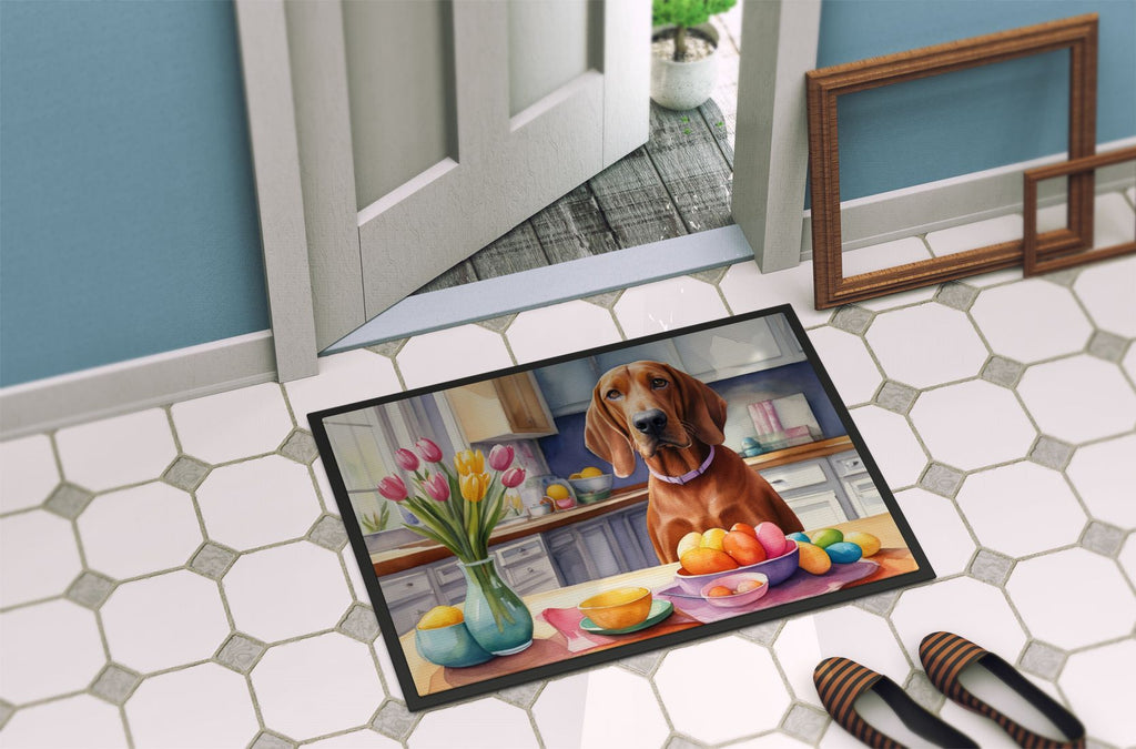 Redbone Coonhound Decorating Easter Doormat
