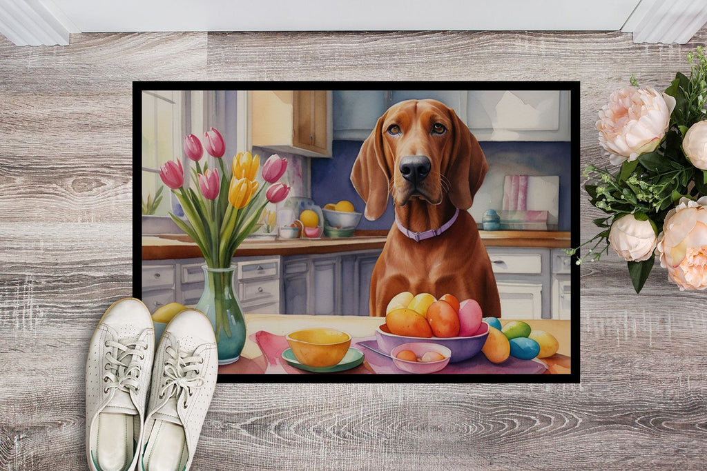 Redbone Coonhound Decorating Easter Doormat