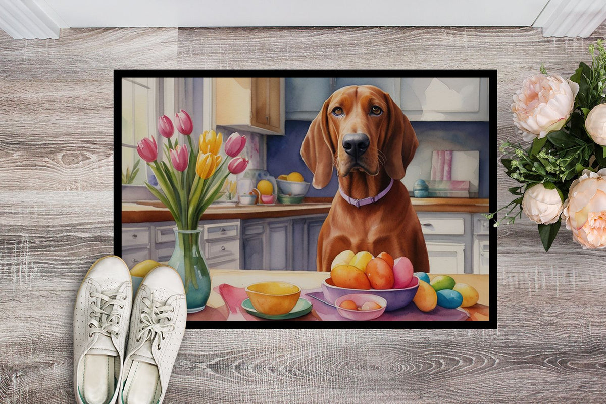 Redbone Coonhound Decorating Easter Doormat