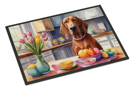 Redbone Coonhound Decorating Easter Doormat