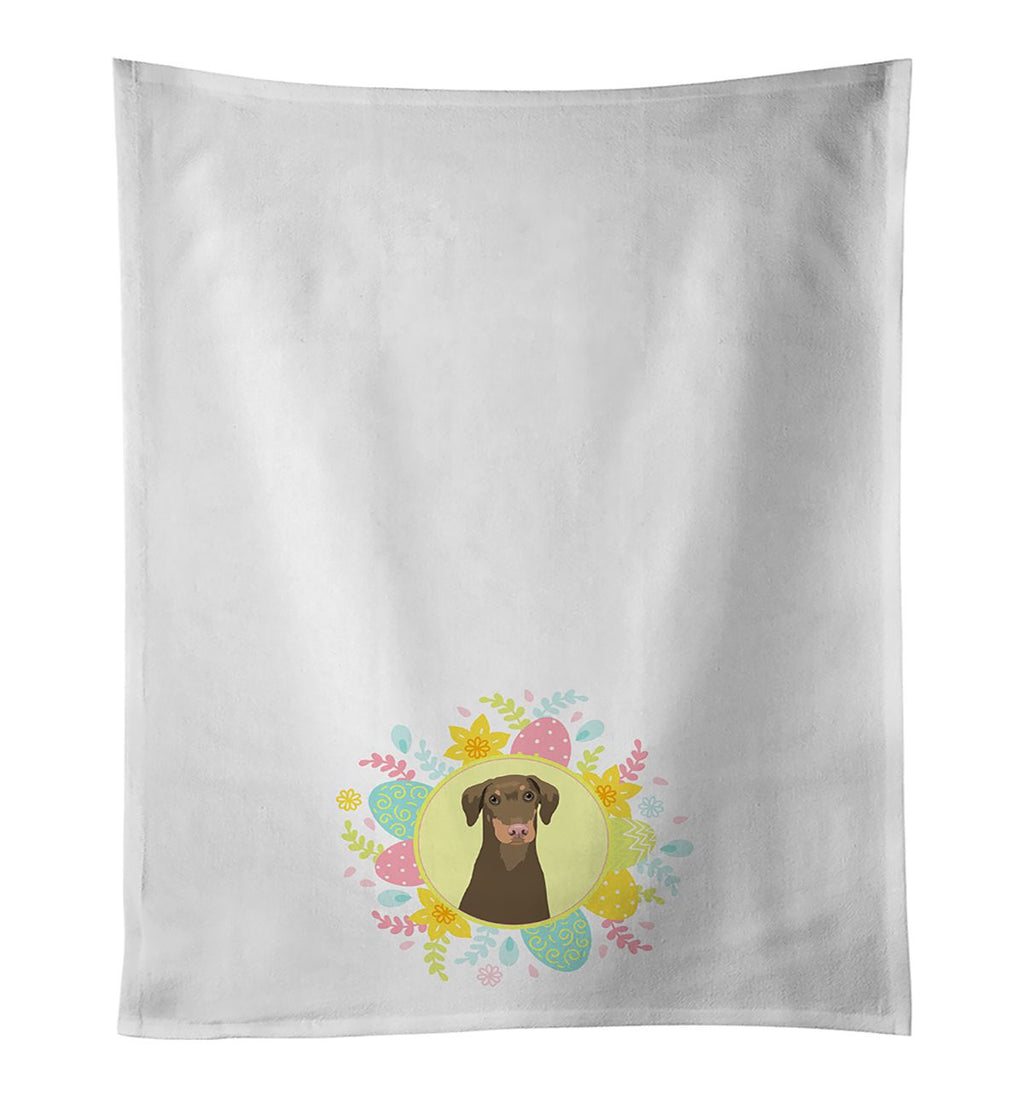 Red and Rust Doberman Pinscher Easter Kitchen Towels
