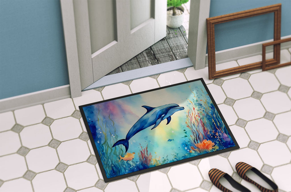Dolphin Artwork Doormat for Indoor Outdoor Entryways