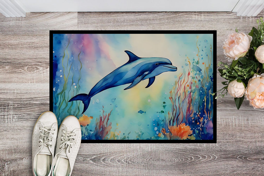 Dolphin Artwork Doormat for Indoor Outdoor Entryways