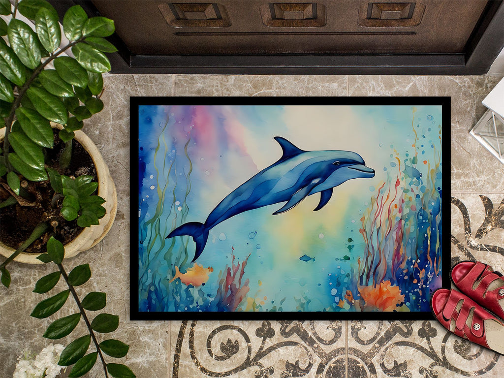 Dolphin Artwork Doormat for Indoor Outdoor Entryways
