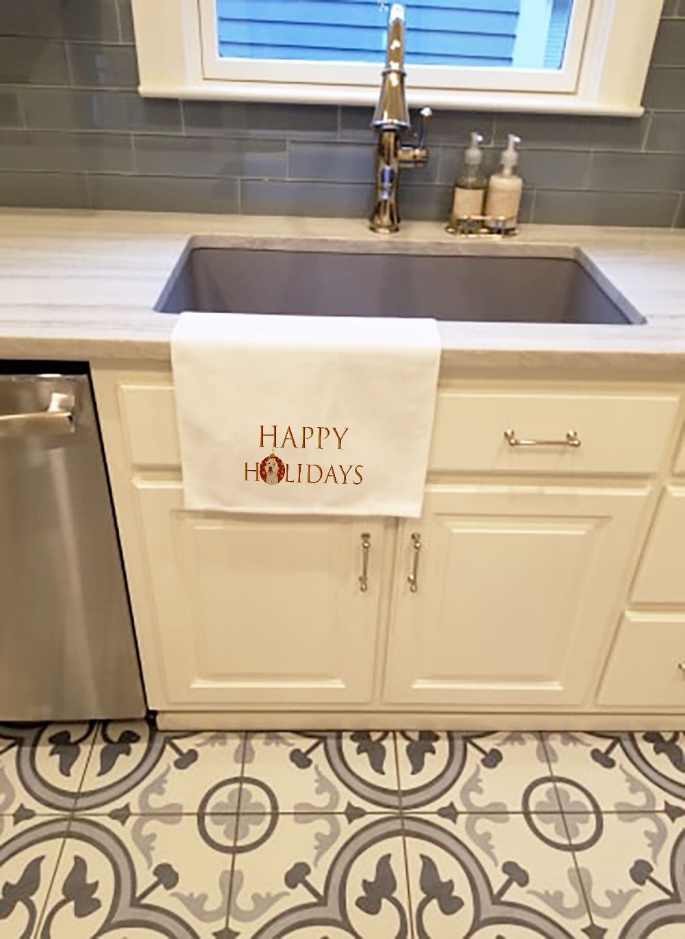 Cream Doodle Happy Holidays Kitchen Towel Set